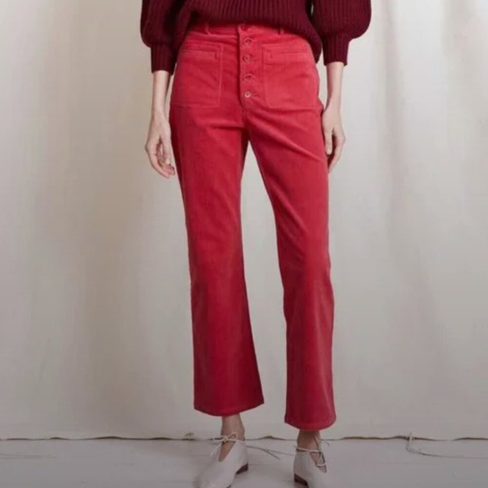 NWT Apiece Apart Slim Marston Corduroy Pant Crimson 4